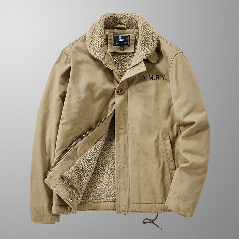 Herren Canvas-Arbeitsjacke mit Sherpa‑Futter, Thermo‑Innenlage und Kordelzugsaum Shop Nory