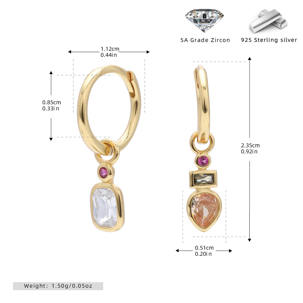 Damen Ohrhänger mit bunten Zirkonia-Elementen und hochwertigem 925 Sterling Silber Shop Nory