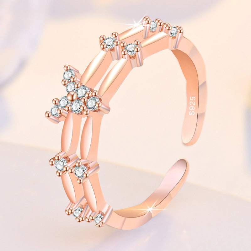 Damen offener Ring mit funkelndem Kristallbesatz und einzigartigem Design Shop Nory