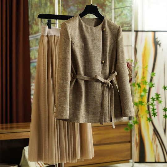 Damen Modische Blazerjacke mit Taillengürtel Shop Nory