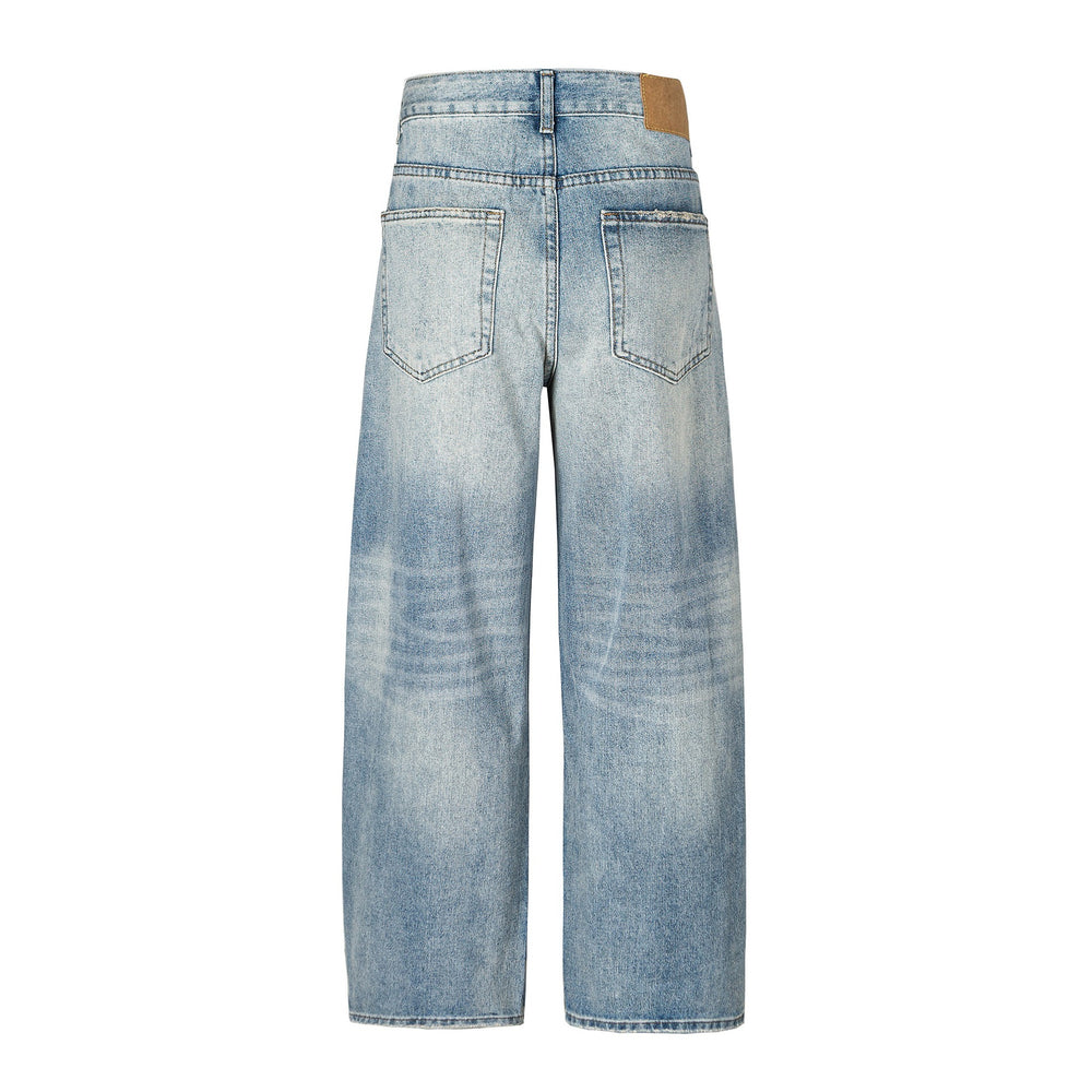 Damen Denim-Culotte mit hohem Bund, weitem Bein und Used-Waschung Shop Nory
