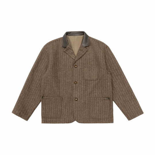 Herren Glencheck-Blousonjacke mit Lederkragen und großen Pattentaschen Shop Nory
