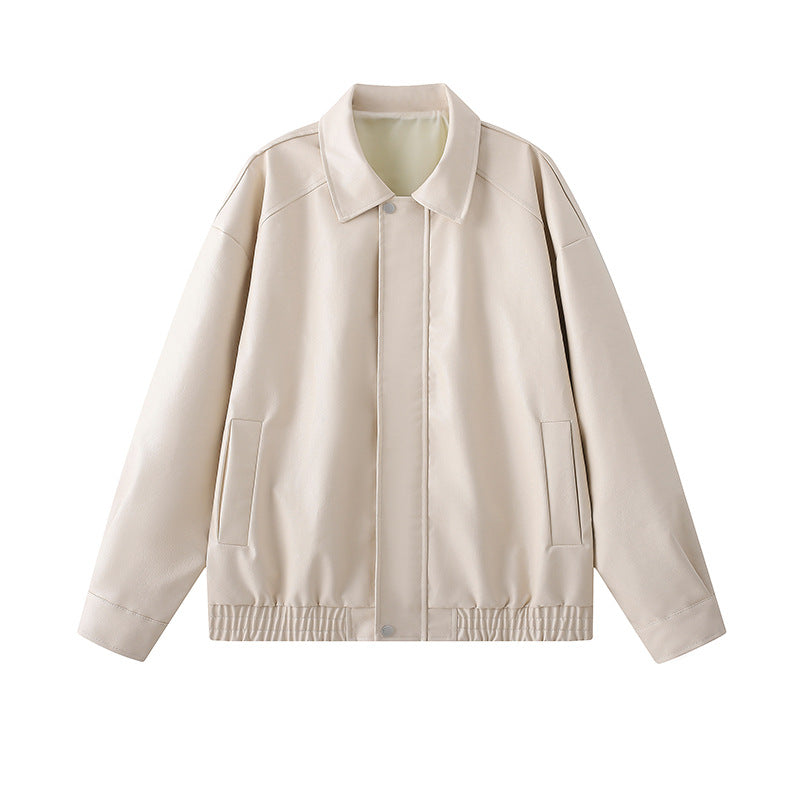 Herren elegante Kunstlederjacke mit elastischem Bund