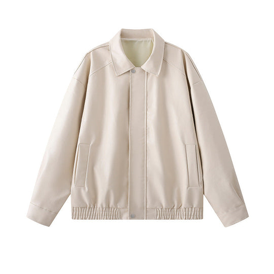 Herren elegante Kunstlederjacke mit elastischem Bund