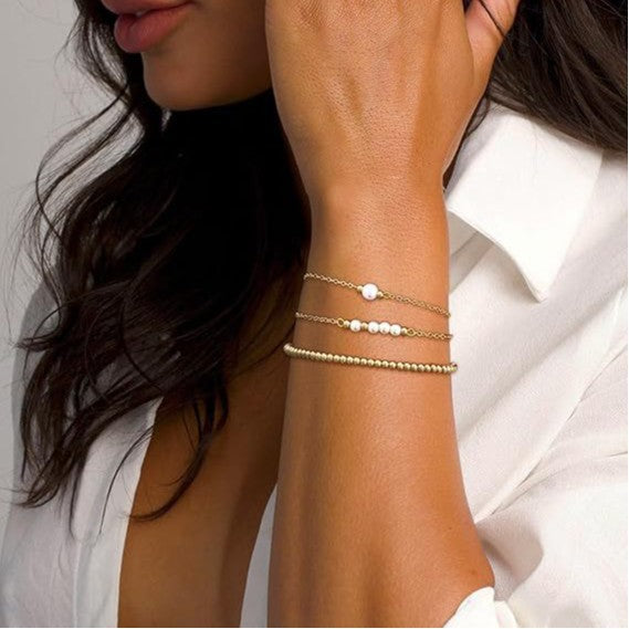 Damen Fußkettchen mit eleganten Perlen- und goldenen Akzenten Shop Nory