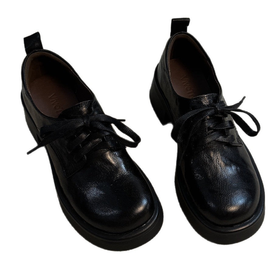 Damen Klassische Schnürschuhe mit robustem Plateau und eleganter Lederoberfläche