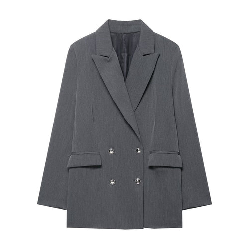 Damen Oversized strukturierter Doppelreiher-Blazer mit weitem Revers und Pattentaschen Shop Nory