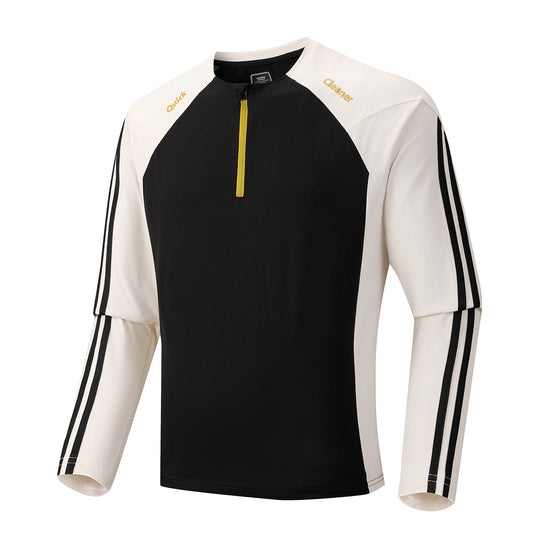 Herren Atmungsaktives Langarm-Trainingsshirt mit kurzem Reißverschluss und Raglanärmeln Shop Nory