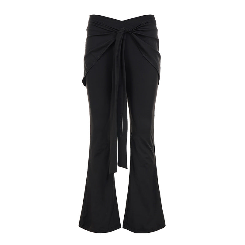 Damen nan ausgestellte Palazzohose mit Wickelrock-Overlay, hohem Bund und Bindegürtel Shop Nory
