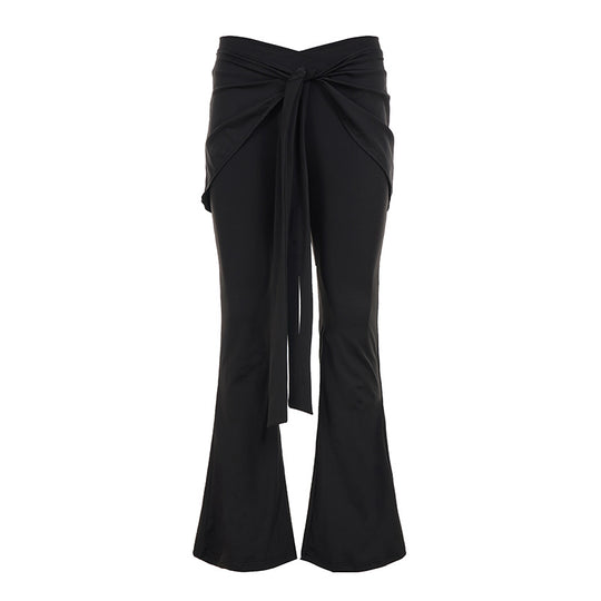 Damen nan ausgestellte Palazzohose mit Wickelrock-Overlay, hohem Bund und Bindegürtel Shop Nory