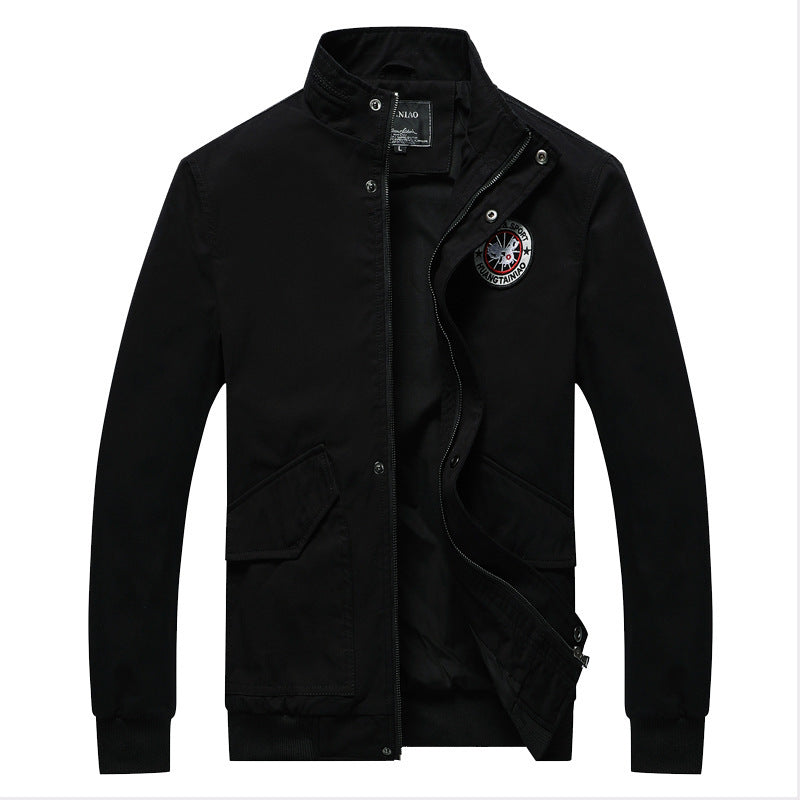 Herren Canvas-Fieldjacke im Bomberstil mit Stehkragen, Taschenklappen und elastischen Bündchen Shop Nory