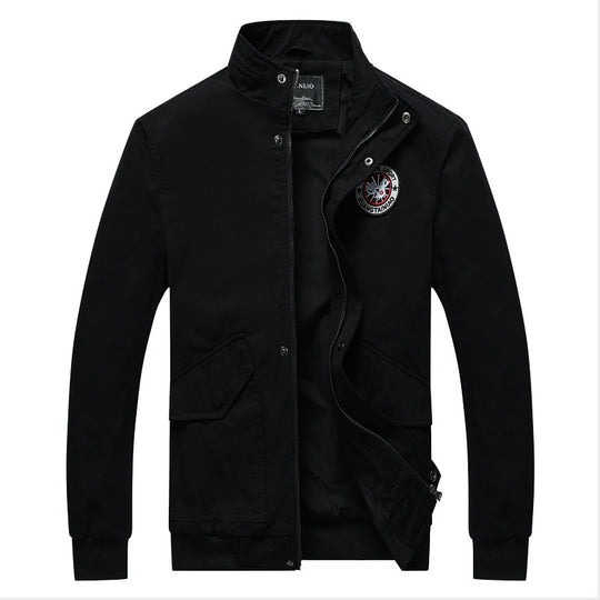 Herren Canvas-Fieldjacke im Bomberstil mit Stehkragen, Taschenklappen und elastischen Bündchen Shop Nory