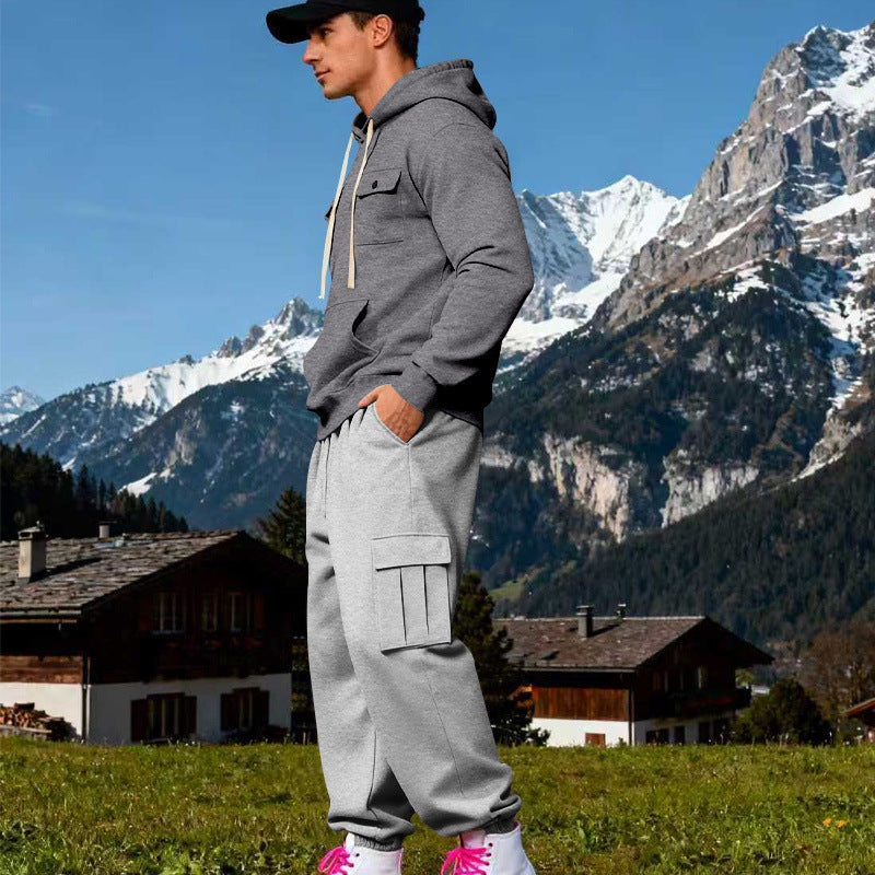 Herren Kapuzen-Sweatherset mit Cargo-Jogger und aufgesetzten Taschen Shop Nory