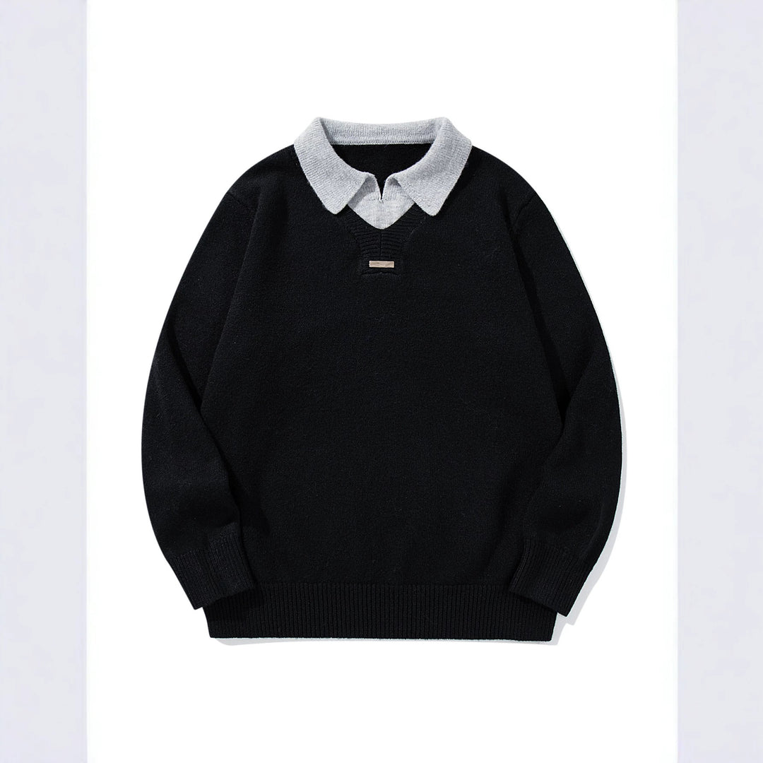Herren Boxy-Strickpullover mit Polokragen und V‑Einsatz Shop Nory