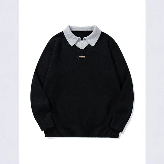 Herren Boxy-Strickpullover mit Polokragen und V‑Einsatz Shop Nory