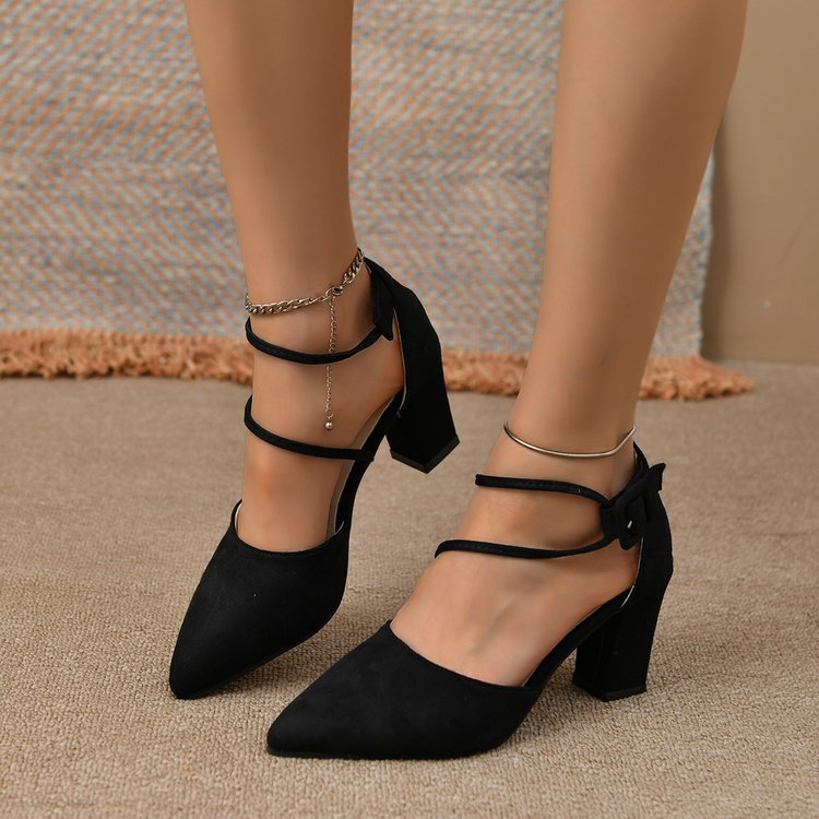 Damen elegante Sling-Pumps mit modischem Schnallenakzent und komfortablem Blockabsatz