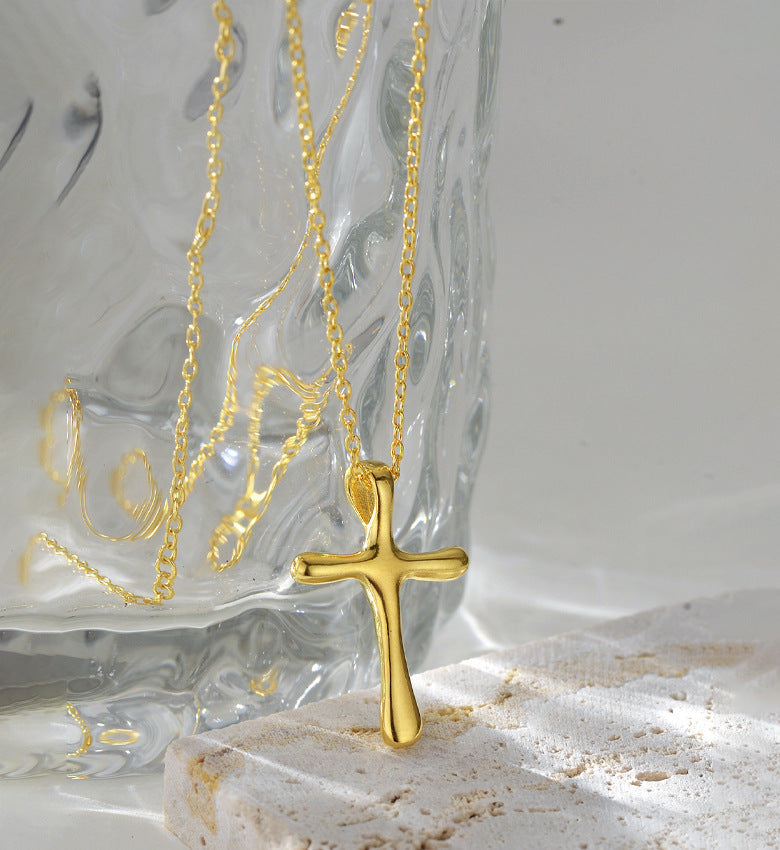 925 Sterling Silber Kabelkette Vergoldung Kreuz Anhänger Halskette | Shop Nory