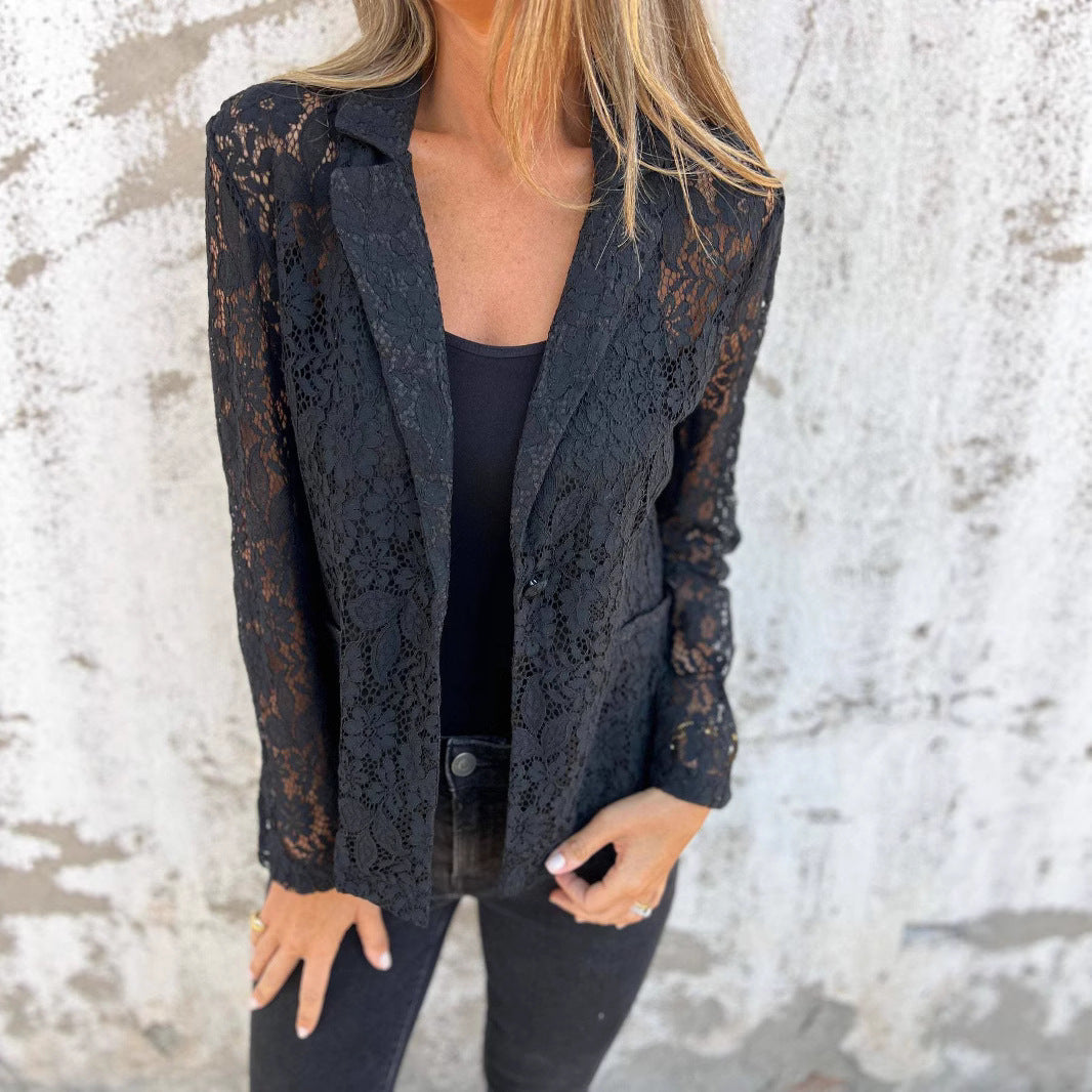 Damen elegante Spitzenblazer