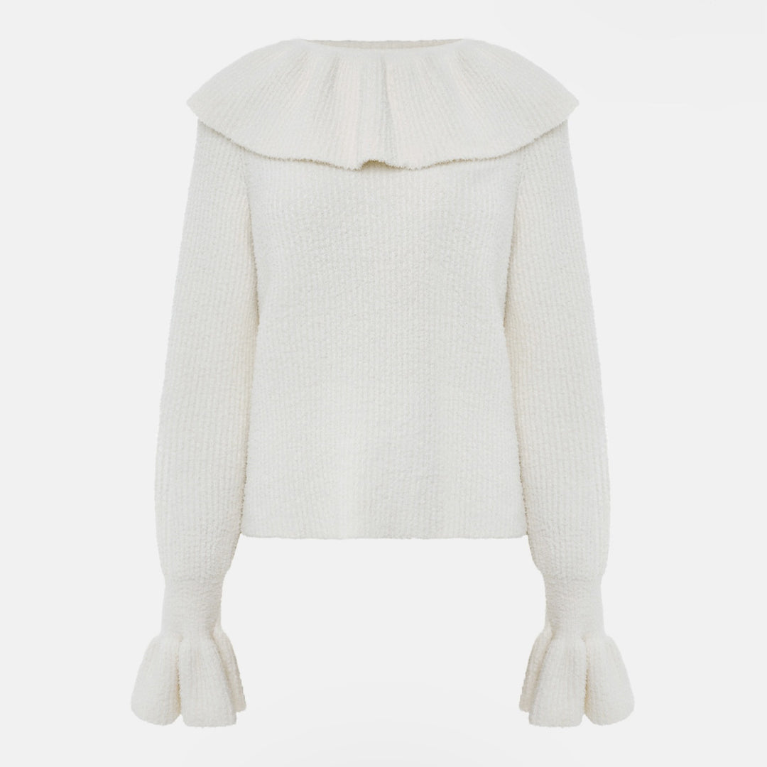 Damen Pullover mit weitem Rollkragen und Volantärmeln Shop Nory