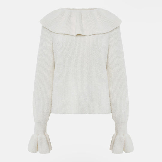 Damen Pullover mit weitem Rollkragen und Volantärmeln Shop Nory