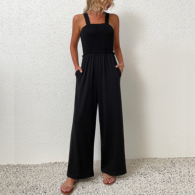 Damen Jumpsuit mit weitem Bein und elastischem Oberteil
