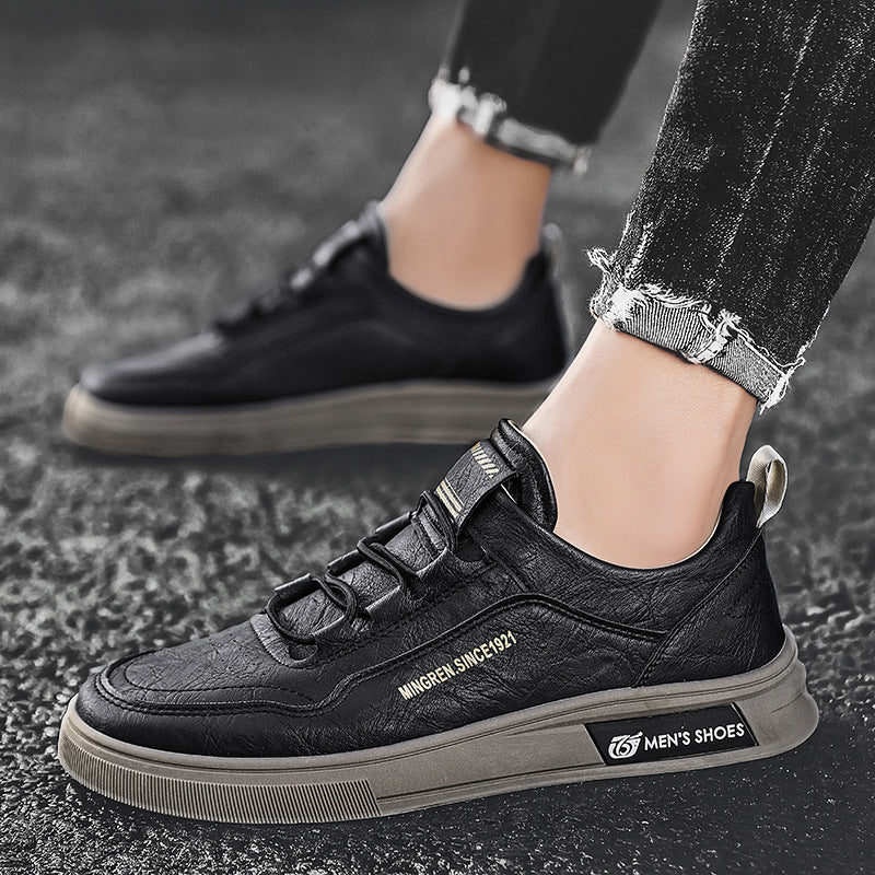 Herren elegante Low-Top Lederoptik City-Sneaker mit verstärkter Zehenkappe und gepolstertem Fersenkragen Shop Nory