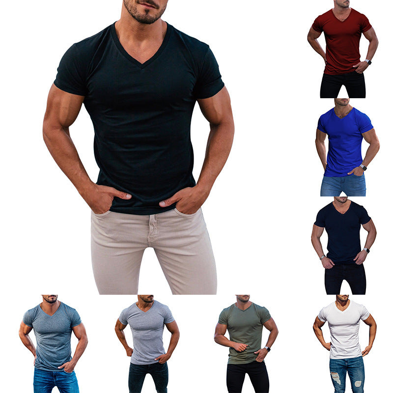 Herren V-Ausschnitt T-Shirt aus weichem Baumwollmix