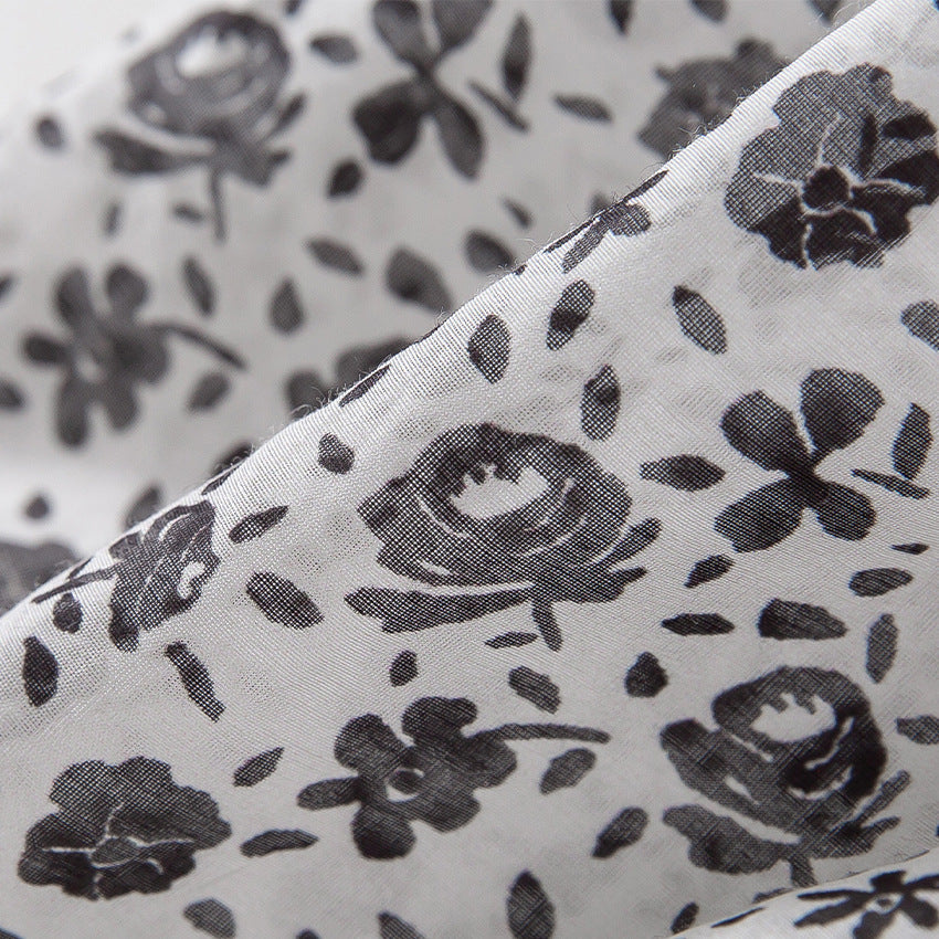 Damen Midirock mit gerafftem Bund und kleinem Blumenprint Shop Nory