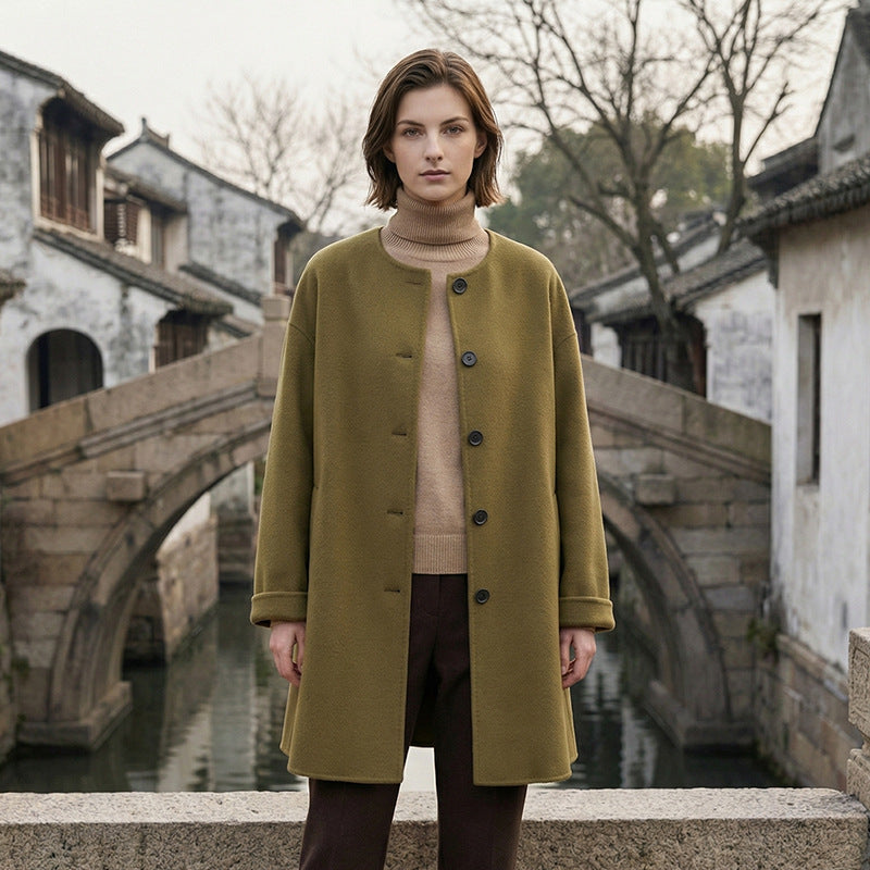Damen Eleganter Wollmantel mit minimalistischen Details Shop Nory