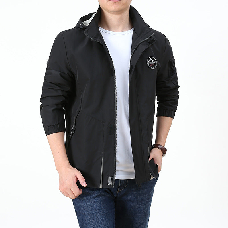 Herren Leichter Kapuzen-Softshellblouson im Urban-Outdoor-Stil mit Ärmeltasche und elastischen Bündchen Shop Nory