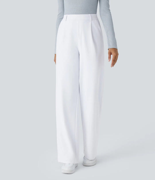 Damen Weite High‑Waist Palazzo‑Hose mit Bundfalten und Eingrifftaschen Shop Nory