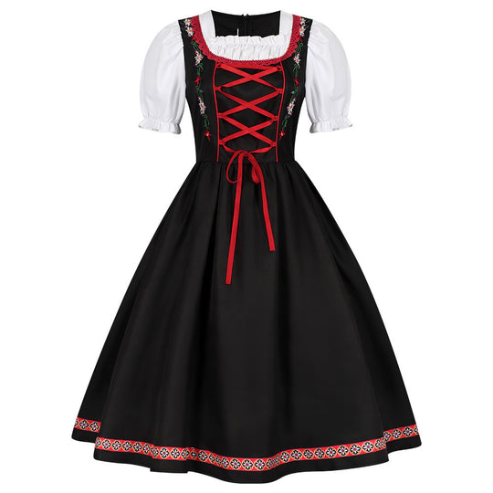 Damen nan traditionelles Dirndlkleid mit besticktem Mieder, Puffärmeln und Schürze Shop Nory