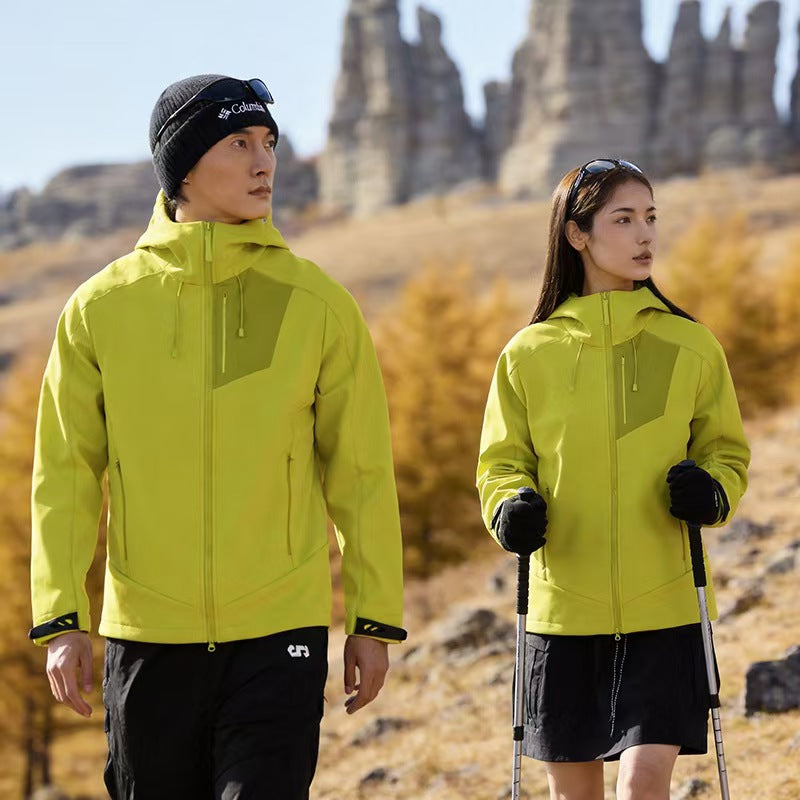 Unisex Softshell Outdoorjacke mit Kapuze, winddicht und elastisch Shop Nory