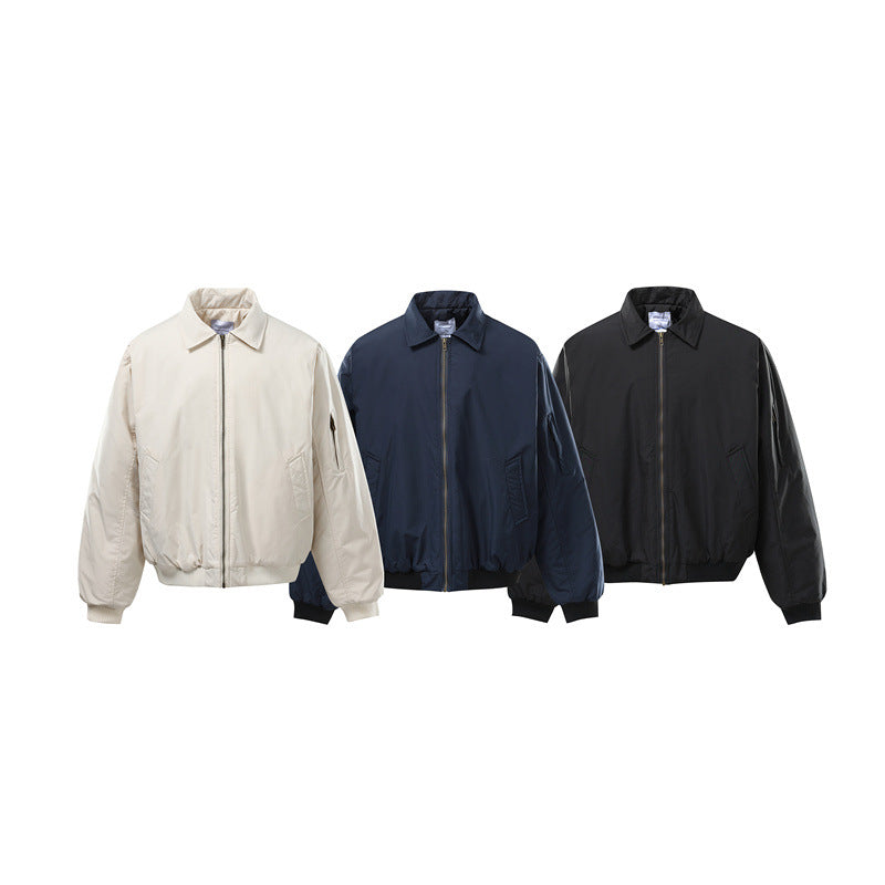 Unisex Kurz geschnittene Boxy‑Bomberjacke mit Reißverschluss, Rippbündchen und Ärmel‑Utilitytasche Shop Nory