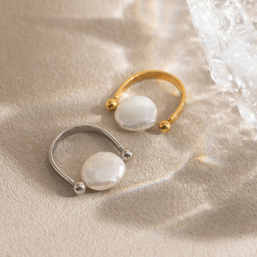 Damen Eleganter Ring mit Perlmutt-Design und hypoallergenen Eigenschaften Shop Nory