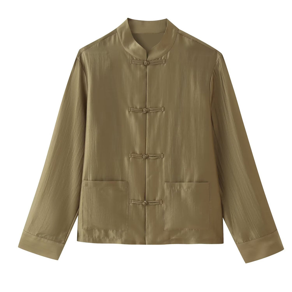 Damen Leichte Stehkragenjacke mit traditionellen Knotenverschlüssen Shop Nory