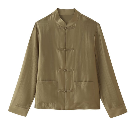 Damen Leichte Stehkragenjacke mit traditionellen Knotenverschlüssen Shop Nory