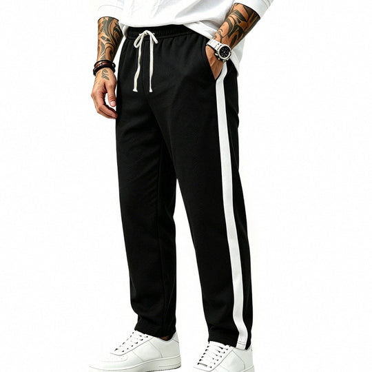 Herren Athletische Trackpants mit geradem Bein, seitlichem Kontrastband und elastischem Tunnelzug Shop Nory
