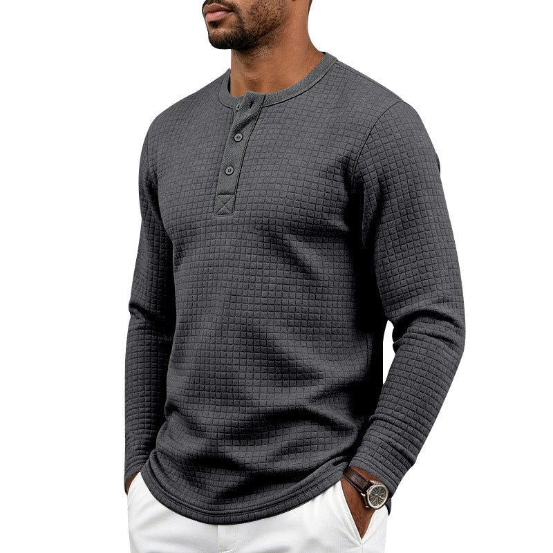 Herren Strukturiertes Waffel-Thermalshirt mit Henley-Knopfleiste und gerundetem Saum Shop Nory