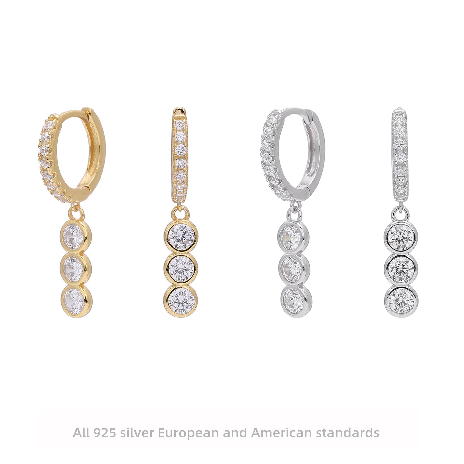 Damen Ohrhänger mit funkelnden Zirkonia und hochwertigem 925er Sterling Silber Shop Nory