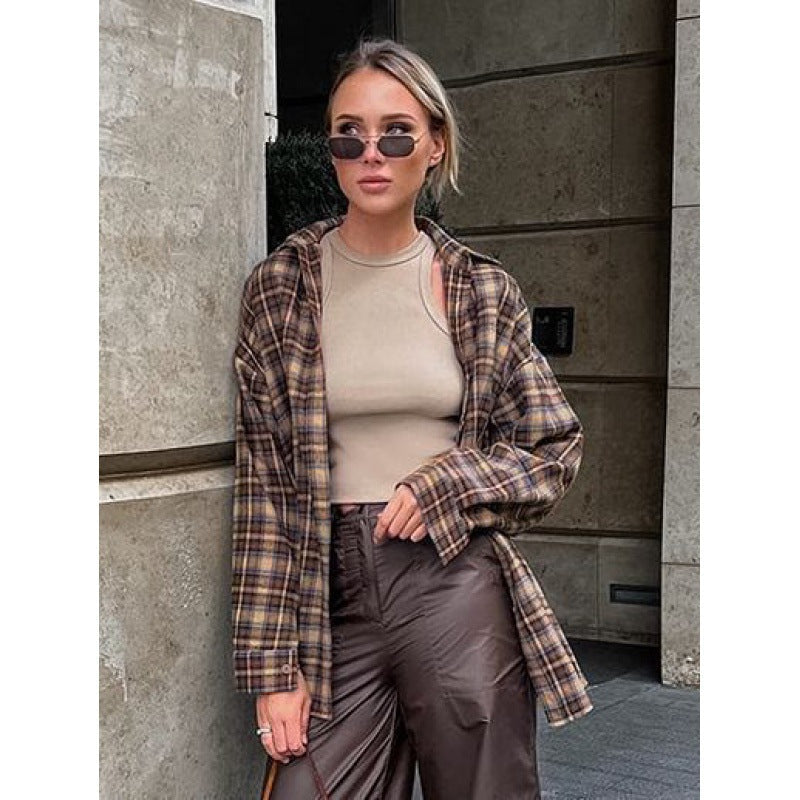 Damen Kariertes Overshirt Shopnory