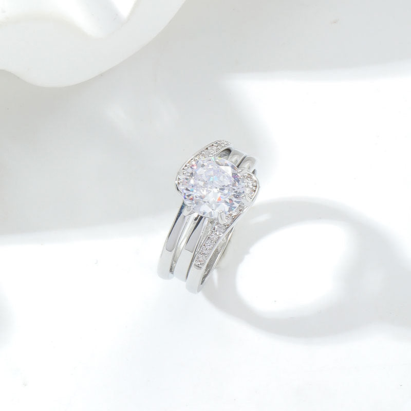 Damen Funkelnder 3-reihiger Ring mit Kristall-Elementen Shop Nory
