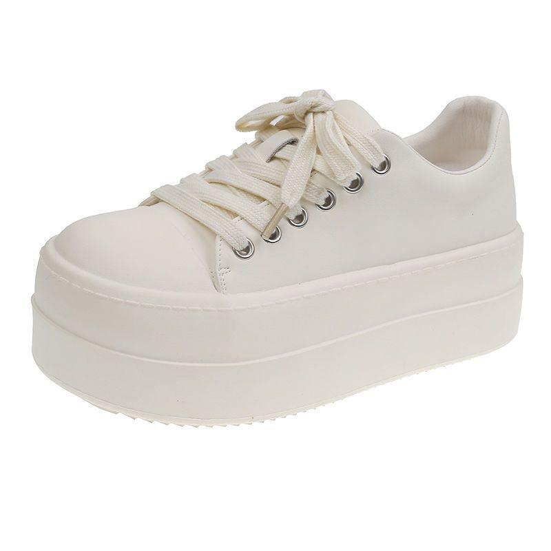 Damen Retro Plateausneaker mit zweifarbiger Lederoptik und extrahoher Gummiplattform Shop Nory