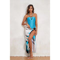 Damen Bandeau-Badeanzug mit asymmetrischem Rock