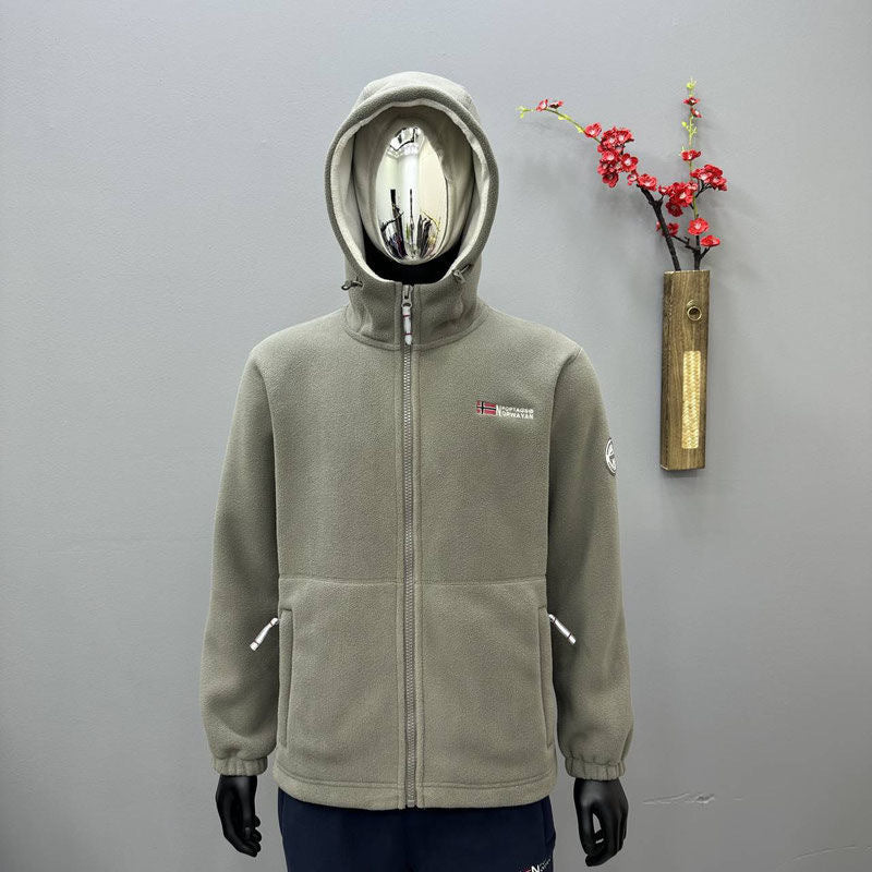 Herren Fleece-Kapuzenjacke mit windabweisender Oberfläche und Reißverschlusstaschen Shop Nory