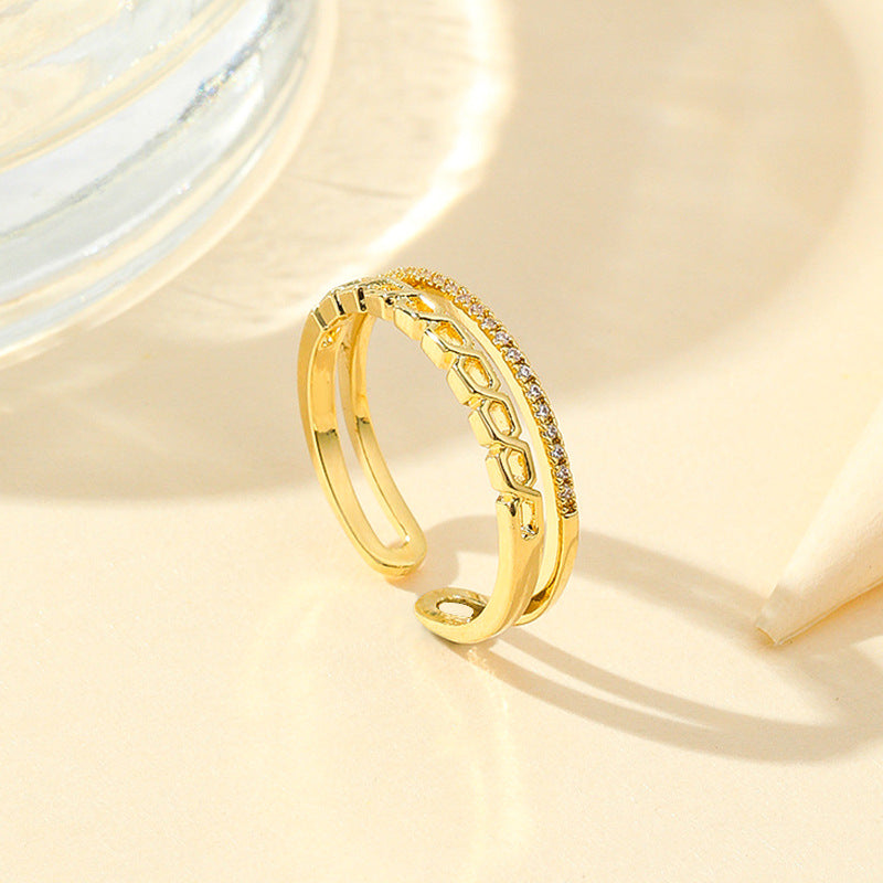 Damen eleganter Bogenring mit funkelnden Zirkonia Shop Nory