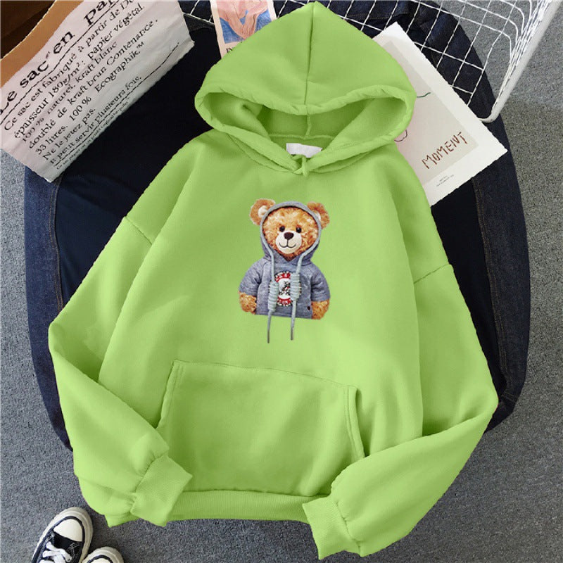 Unisex nan lässiger Oversize Kapuzenpullover mit Teddy-Frontprint, Kängurutasche und weichem Fleece-Innenfutter Shop Nory