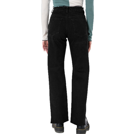 Damen hochgeschnittene Straight-Jeans mit seitlichem Beinschlitz und dezenten Rissen Shop Nory