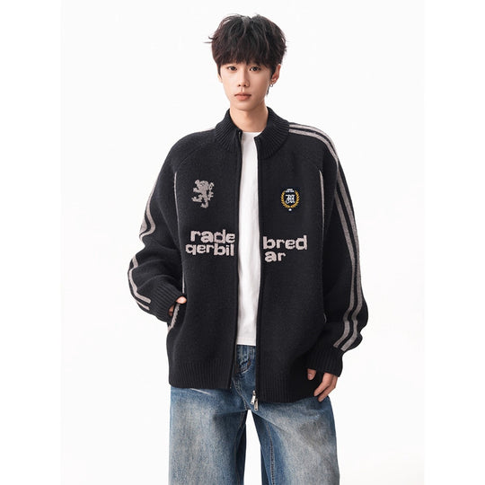 Herren Modische Strickjacke mit hochschließendem Kragen Shop Nory