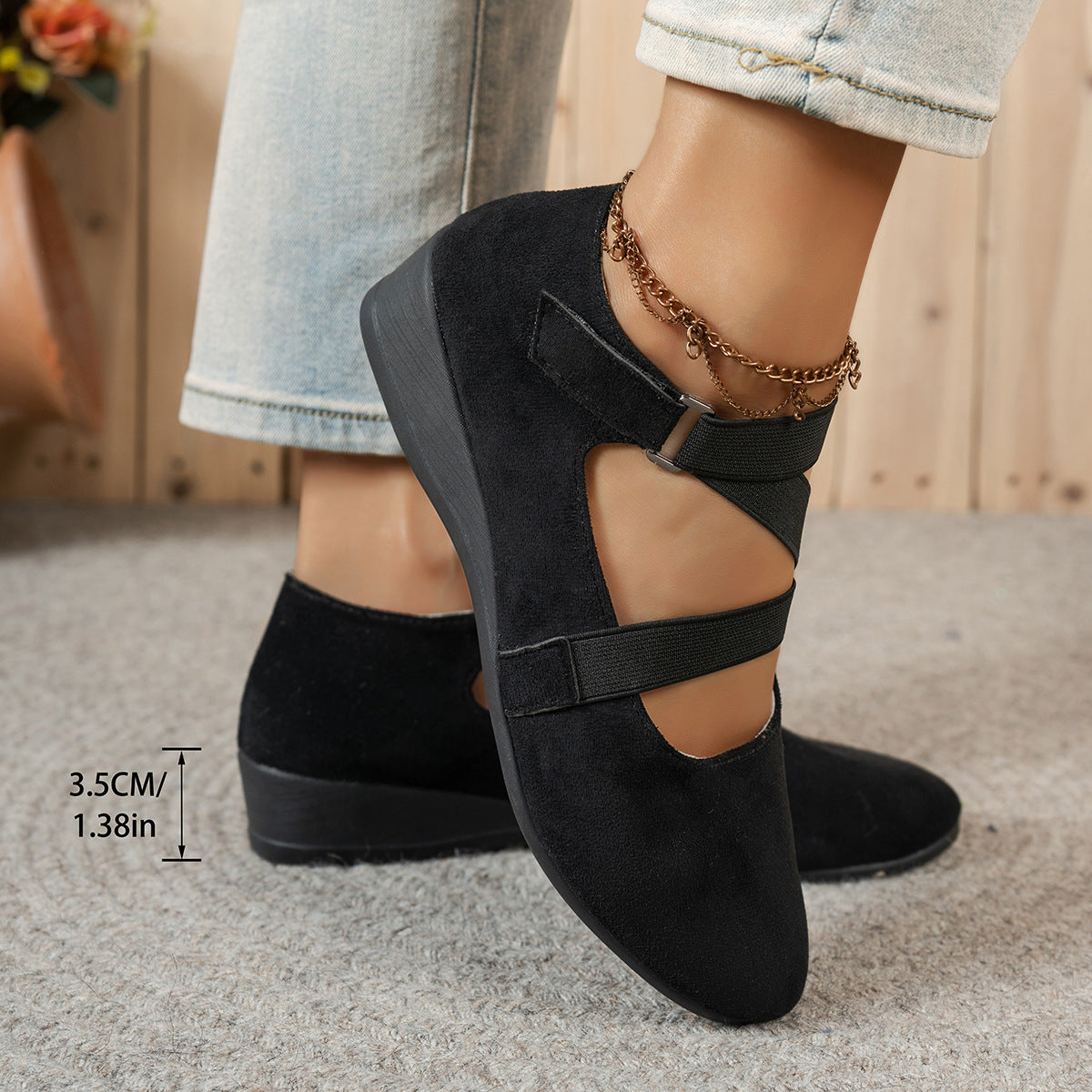 Damen elegante Wedges mit verstellbarem Riemendesign